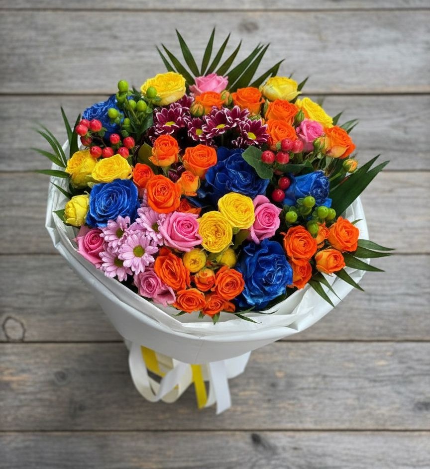 Букет цветов из: Розы и Хризантемы в Солнечнодольске