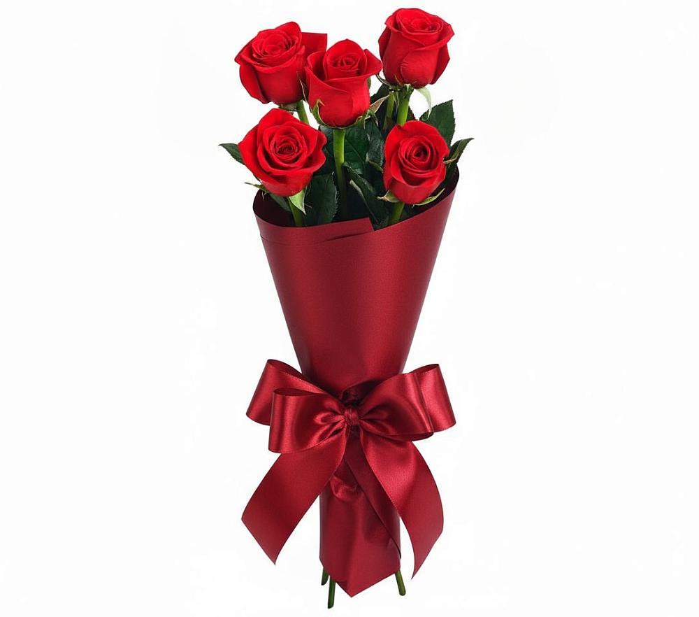 Букет 5 Красных роз Эдлесс Лав в Солнечнодольске