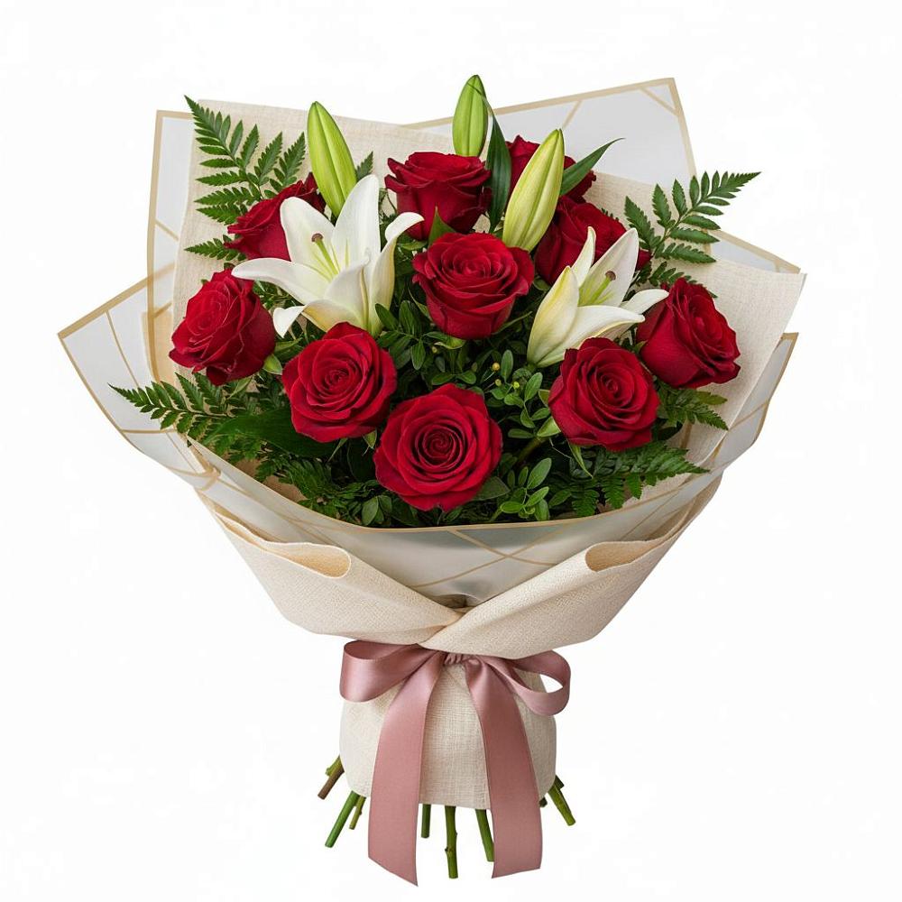 Букет цветов из: Лилии и Розы в Солнечнодольске