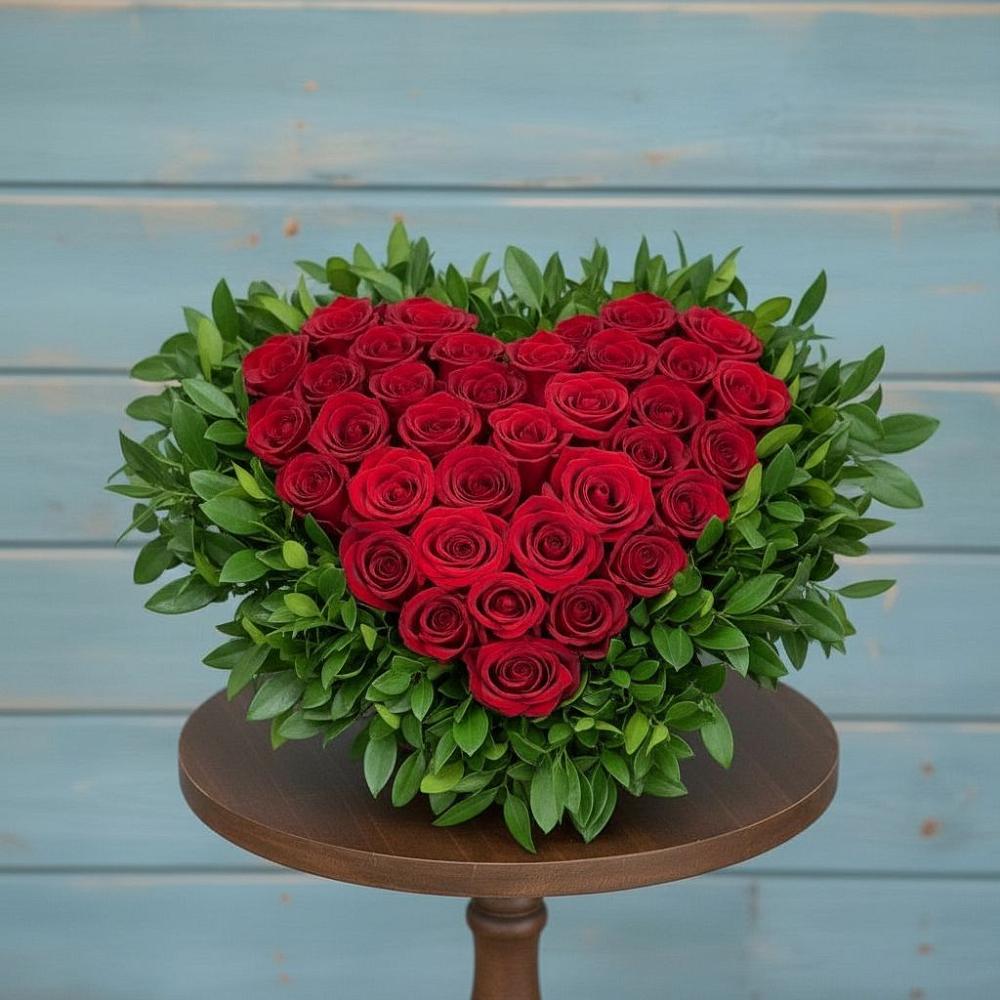 Цветочная композиция из Розы в виде сердца в Солнечнодольске