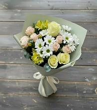 Букет цветов из:  Альстромерии, Розы и Хризантемы в Солнечнодольске