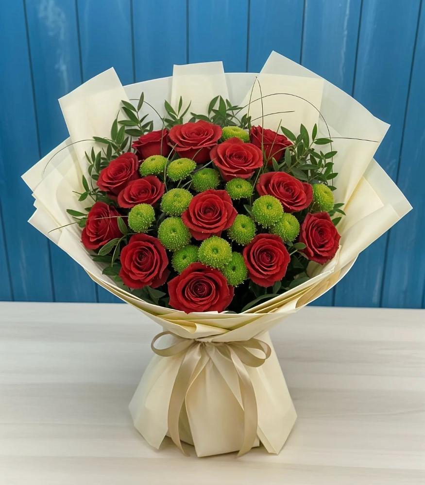 Букет цветов из: Розы и Хризантемы в Солнечнодольске